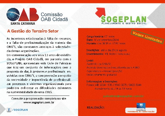 Ciclo de palestras “a gestão do terceiro setor”